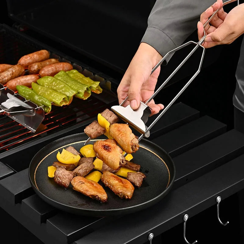 Perfekt gegrillte Spieße mit EasyGrill Edelstahl-Grillzange