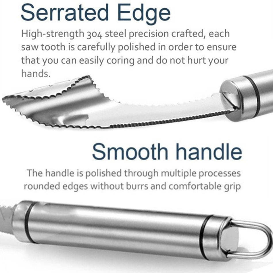 Küchenfruchtentkerner Edelstahl - Einfaches Entfernen von Kernen - Ergonomisches Design - Für Paprika, Zucchini und mehr