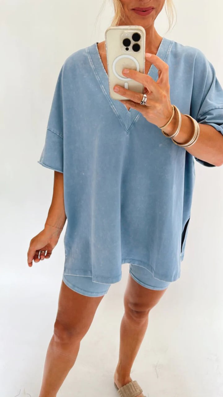 BreezeFit Set - Lässiges Oversized-T-Shirt und Biker-Shorts für ultimativen Komfort und Stil