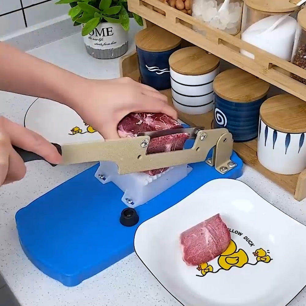 CutPro Tragbare Fleisch- und Gemüseschneidemaschine - Effiziente, kompakte Küchenschneidehilfe mit austauschbaren Klingen, ideal für präzises Schneiden, Würfeln und Hacken