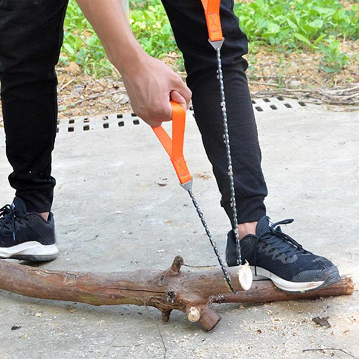 Handkettensäge für Outdoor-Aktivitäten - Tragbare Camping-Säge mit scharfen Zähnen - Ideal zum Holzsägen beim Wandern und Zelten - Langlebig und kompakt - Mit Griffschlaufen