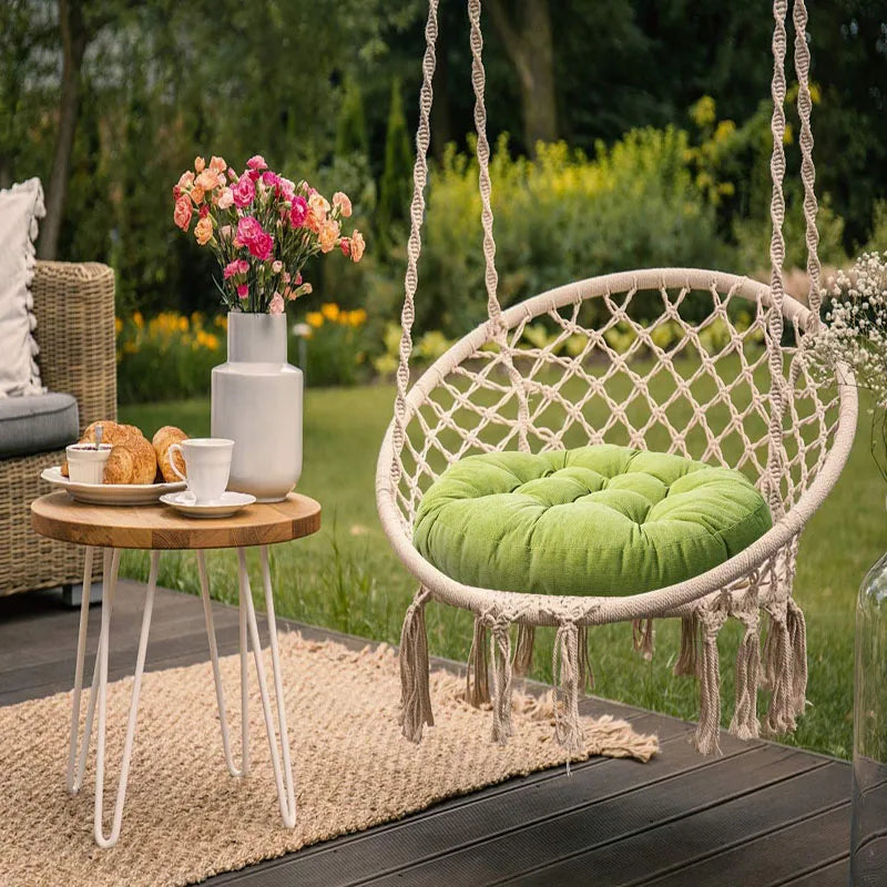 Makramee-Hängesessel - Boho-Stil Garten- oder Terrassenschaukel