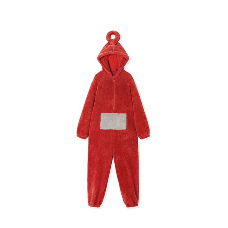 Unisex Kostüm Onesie - Flauschige Teletubby Cosplay Pyjama, Erwachsene & Kinder, verschiedene Farben