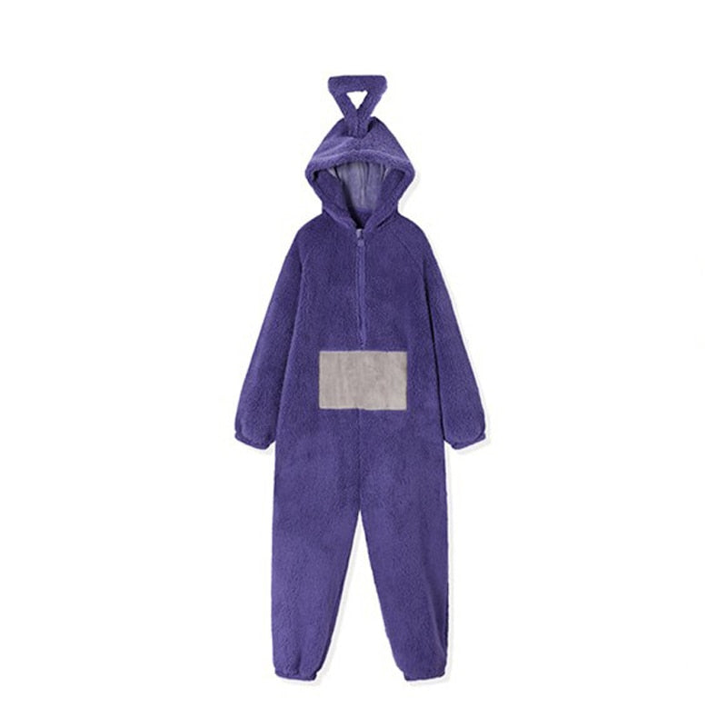 Unisex Kostüm Onesie - Flauschige Teletubby Cosplay Pyjama, Erwachsene & Kinder, verschiedene Farben