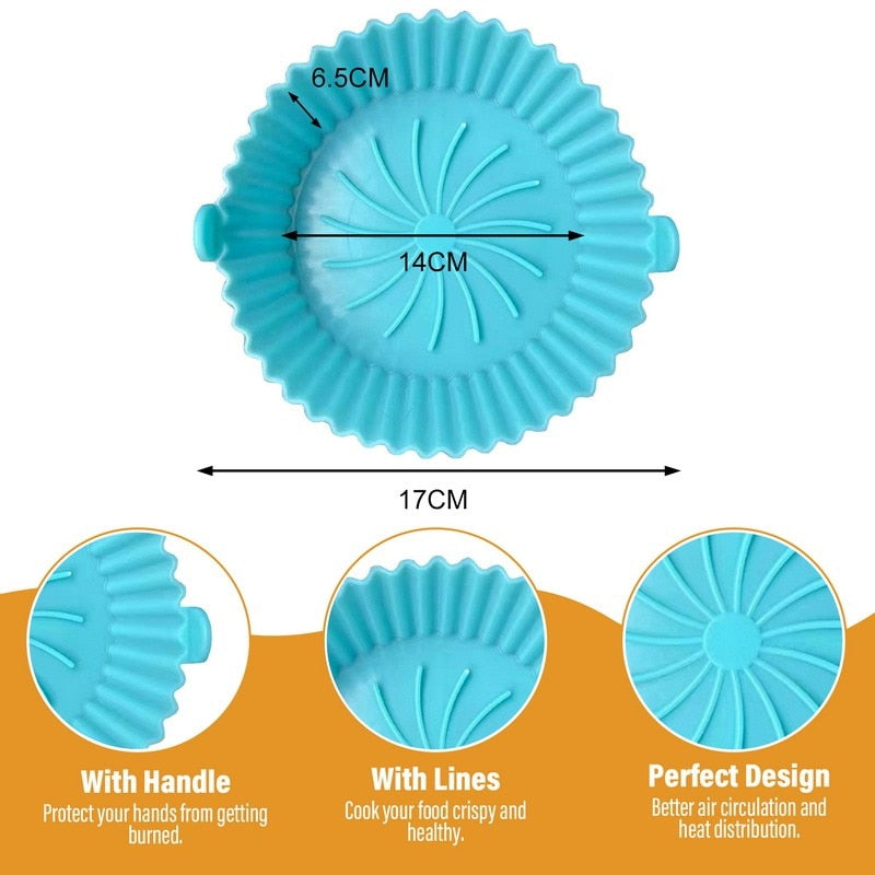 CrispMaster Silikonschalen - Vielseitige und Leichte Lösung für Sauberes Kochen im Airfryer, Ofen und Mikrowelle