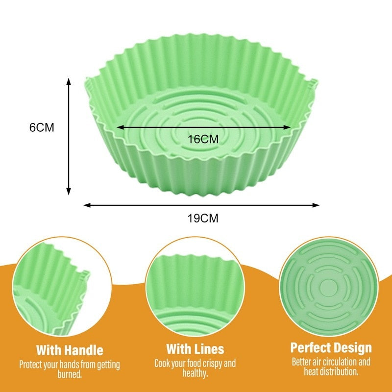 CrispMaster Silikonschalen - Vielseitige und Leichte Lösung für Sauberes Kochen im Airfryer, Ofen und Mikrowelle