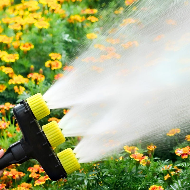 AquaSpray Gartensprüher - Verstellbare Sprühköpfe, einfache Installation, schonend für Pflanzen. Ideal für effiziente Garten- und Rasenbewässerung.