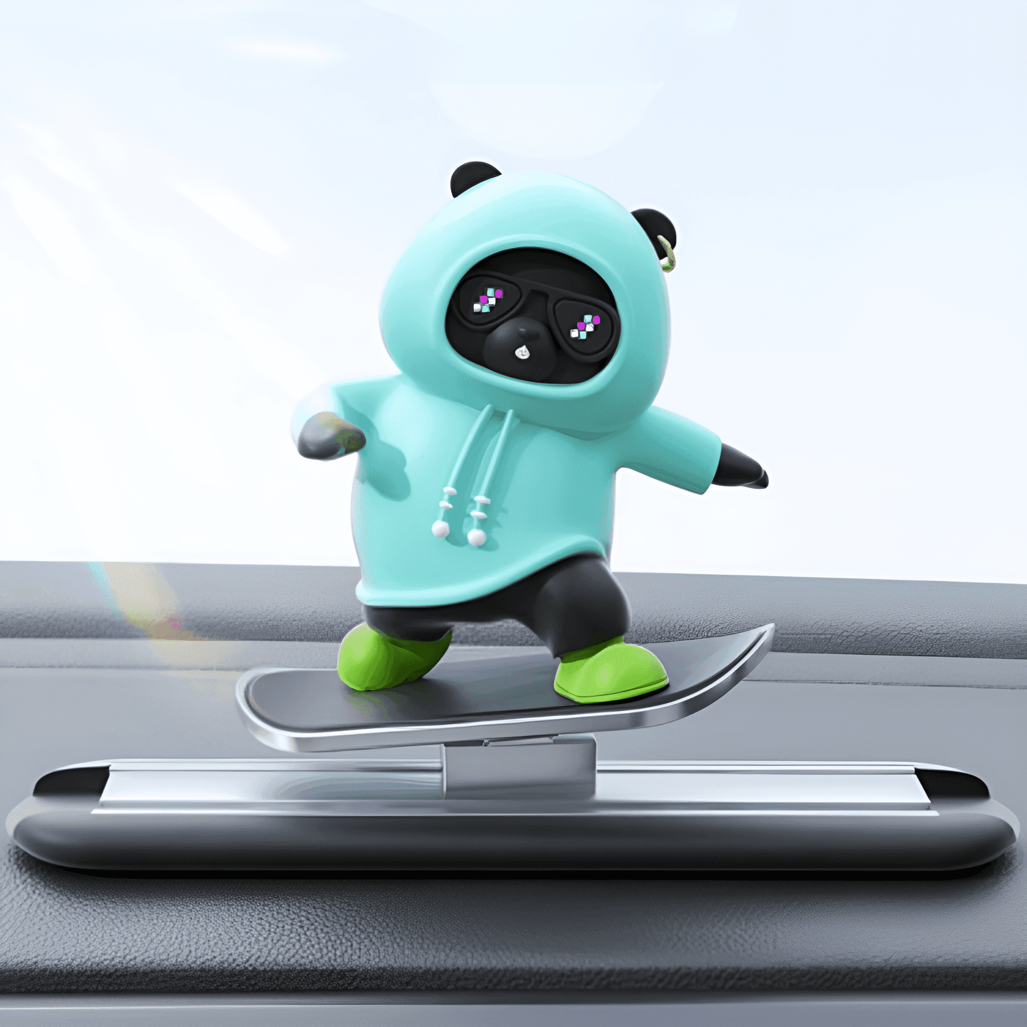 SkatePanda Autoornamente - Niedliche und Geräuschlose Dekoration für Armaturenbrett - Erhältlich in 5 Farben