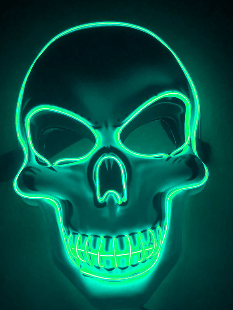 Leuchtende Schädelmaske mit LED - Neon Effekt für Halloween und Partys - Gruseliges Leuchtdesign - Perfekt für Nachtveranstaltungen