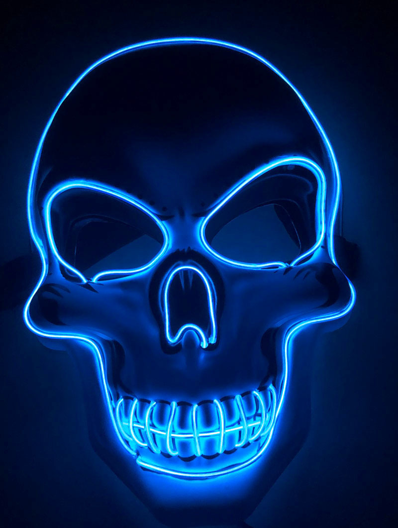 Leuchtende Schädelmaske mit LED - Neon Effekt für Halloween und Partys - Gruseliges Leuchtdesign - Perfekt für Nachtveranstaltungen