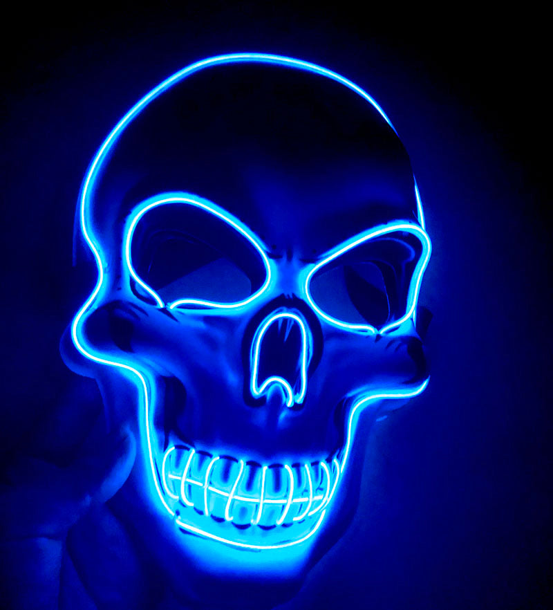 Leuchtende Schädelmaske mit LED - Neon Effekt für Halloween und Partys - Gruseliges Leuchtdesign - Perfekt für Nachtveranstaltungen