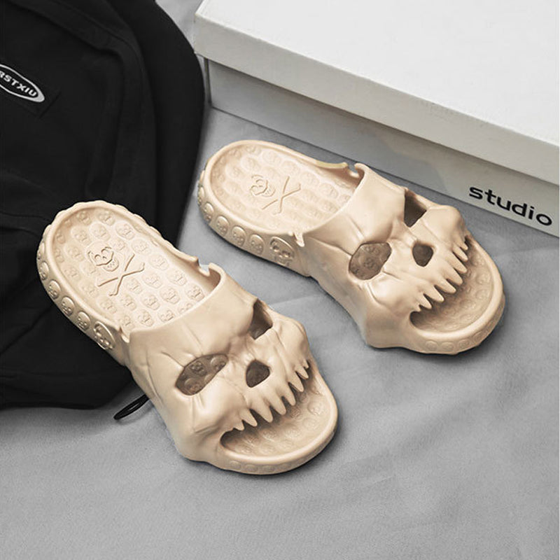 Halloween Schädel Hausschuhe - Komfortable Slipper mit Totenkopf-Design - Rutschfeste Sohle - Unisex Gruselige Pantoffeln für Zuhause