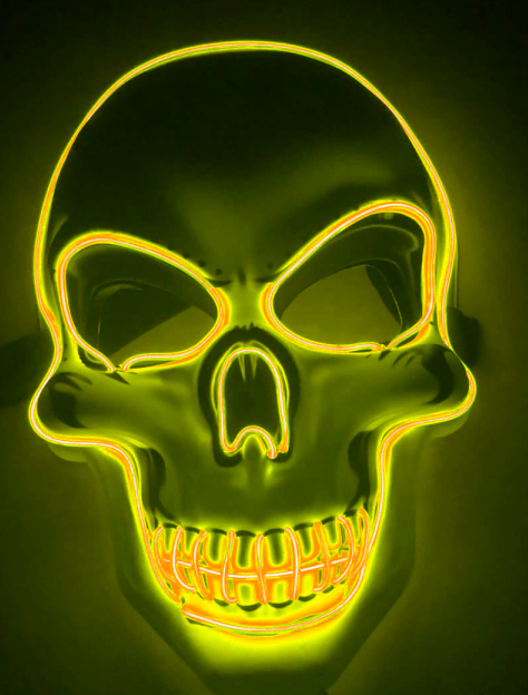 Leuchtende Schädelmaske mit LED - Neon Effekt für Halloween und Partys - Gruseliges Leuchtdesign - Perfekt für Nachtveranstaltungen