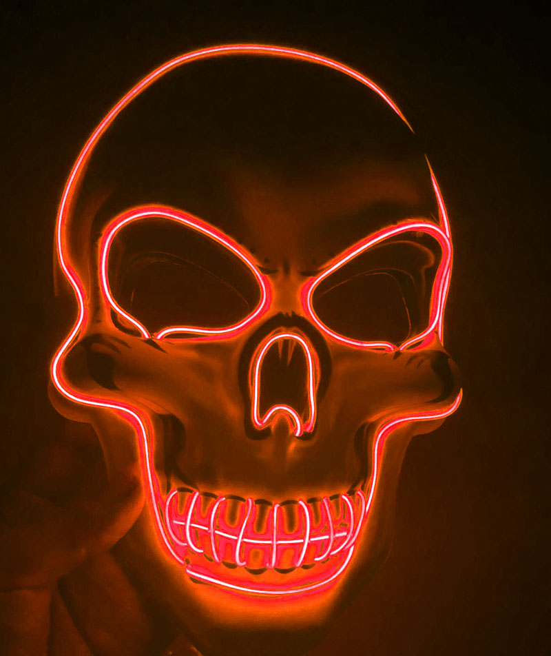 Leuchtende Schädelmaske mit LED - Neon Effekt für Halloween und Partys - Gruseliges Leuchtdesign - Perfekt für Nachtveranstaltungen