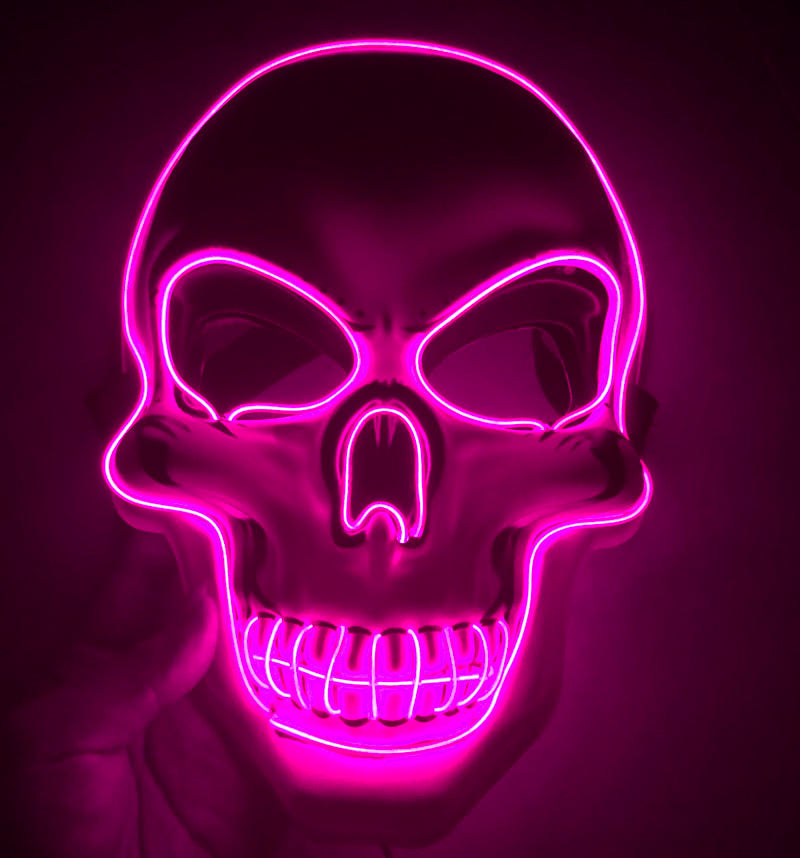 Leuchtende Schädelmaske mit LED - Neon Effekt für Halloween und Partys - Gruseliges Leuchtdesign - Perfekt für Nachtveranstaltungen