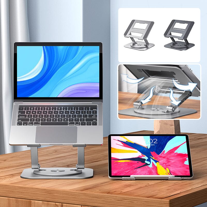 Drehbarer Laptopständer aus Aluminiumlegierung - Ergonomische 360°-Verstellung für verbesserte Belüftung und Komfort