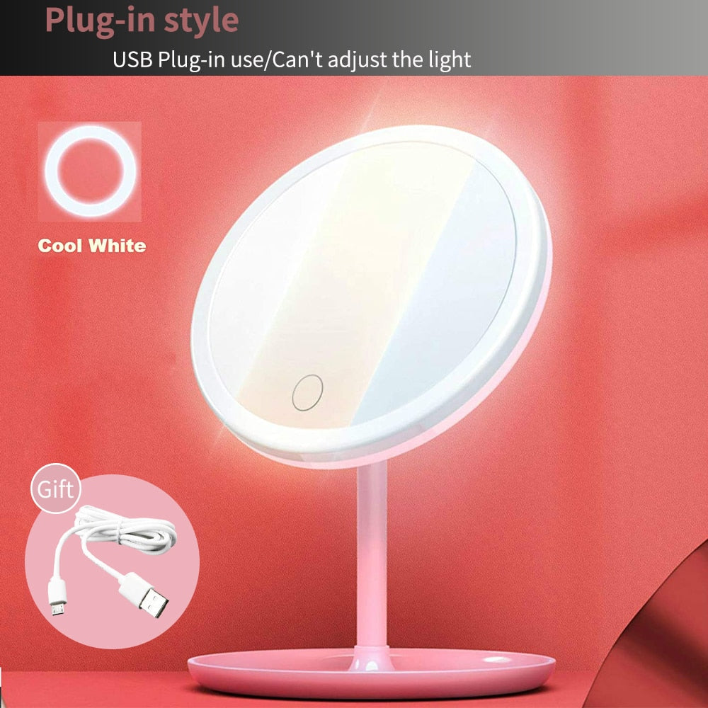 LED-Schminkspiegel mit 3 Lichtmodi - Touchscreen, USB Wiederaufladbar - Vergrößerung für Präzises Make-up