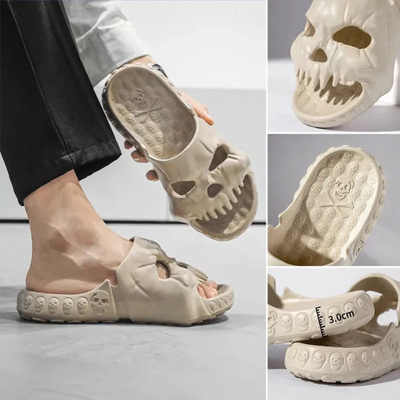 Halloween Schädel Hausschuhe - Komfortable Slipper mit Totenkopf-Design - Rutschfeste Sohle - Unisex Gruselige Pantoffeln für Zuhause